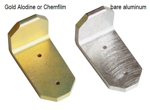 Gold alodine chemfim chem-film iridite for aluminum anodizing as well as Type I anodize